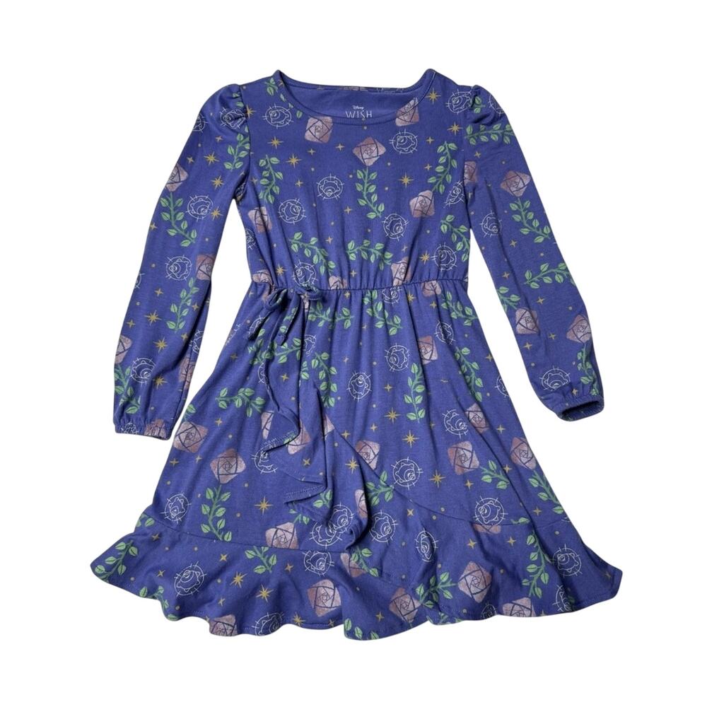 Disney Wish Asha Star Girls Dress Purple Floral Size XS 4/5
